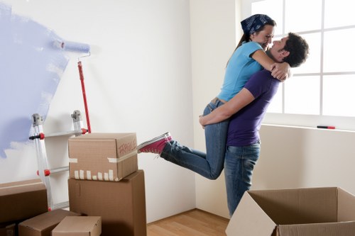 Furniture being carefully loaded into a removals van