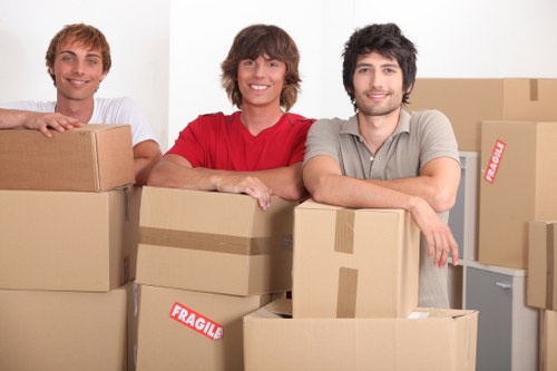 Packing and loading household boxes into a van in Belsizepark